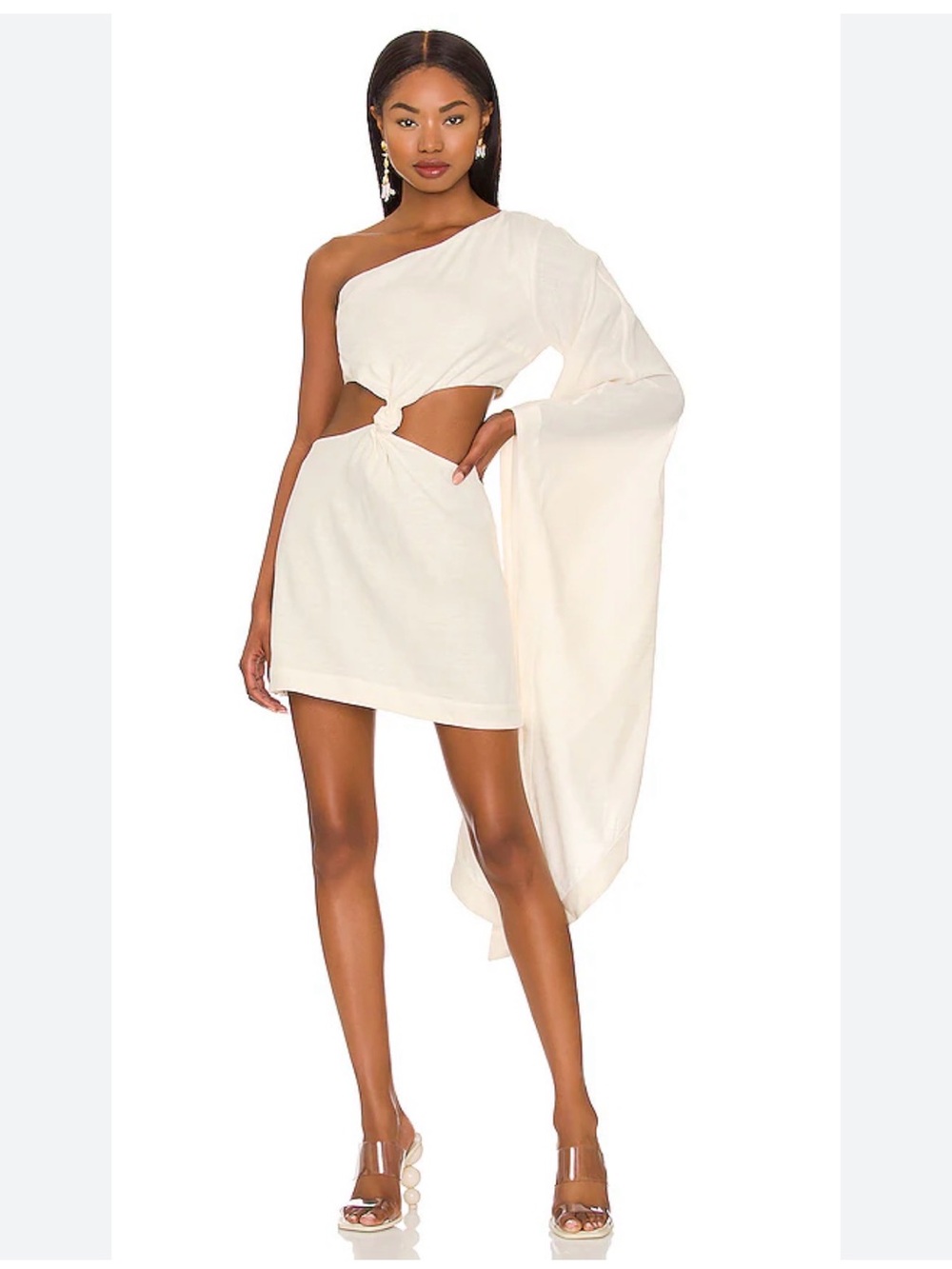 cult gaia Linen lucy dress in off-white Twist Cutout Mini Dress